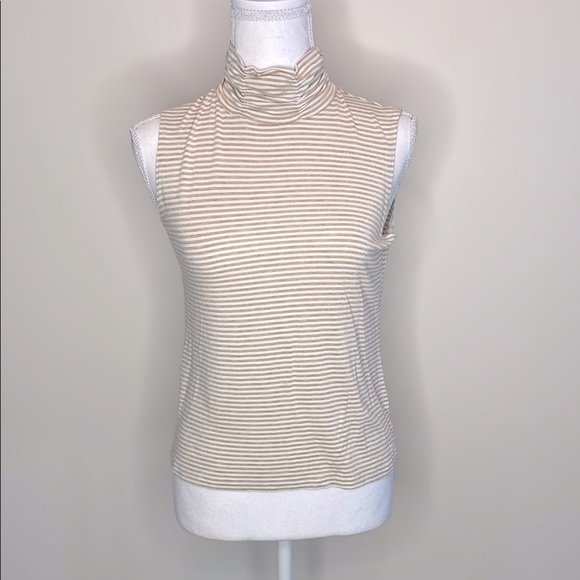 Jillian & Nicole Striped Sleeveless Ruched Turtleneck Top with Shimmer. EUC - Picture 1 of 8